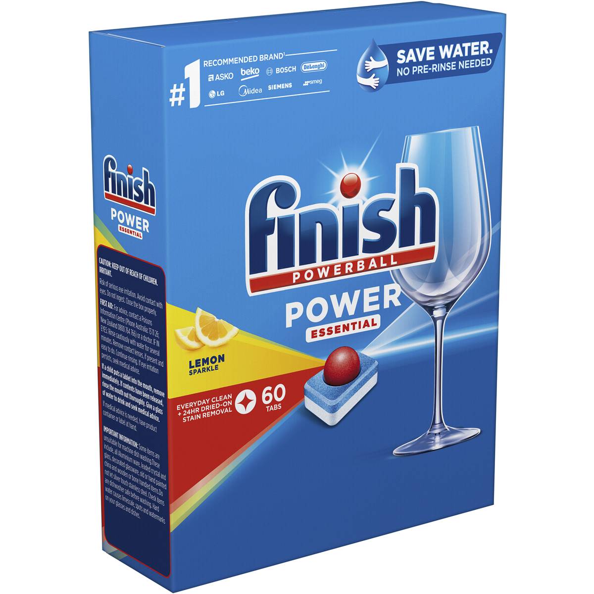 Finish Power Essential Auto Dishwashing Tablets Lemon 60pk