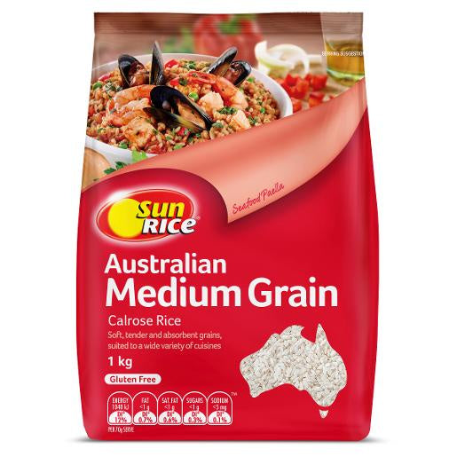 Sunrice Australian Medium Grain White Rice 1kg