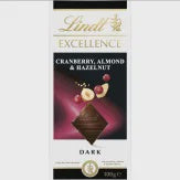 Lindt Lindor Excellence Cranberry, Almond, Hazelnut Block100g