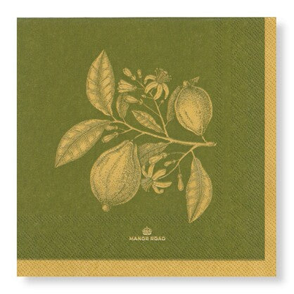 MR Lemon Green/Gold Napkins - Cocktail