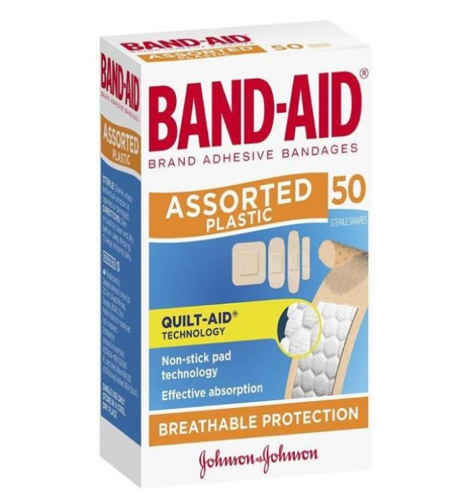 Band Aid Wound Care Assorted Plastic Shapes 50 pack