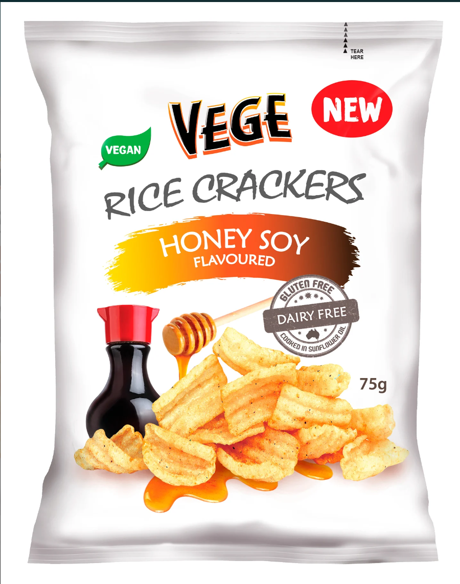 Ajitas Vege Rice Crackers Honey Soy 75g