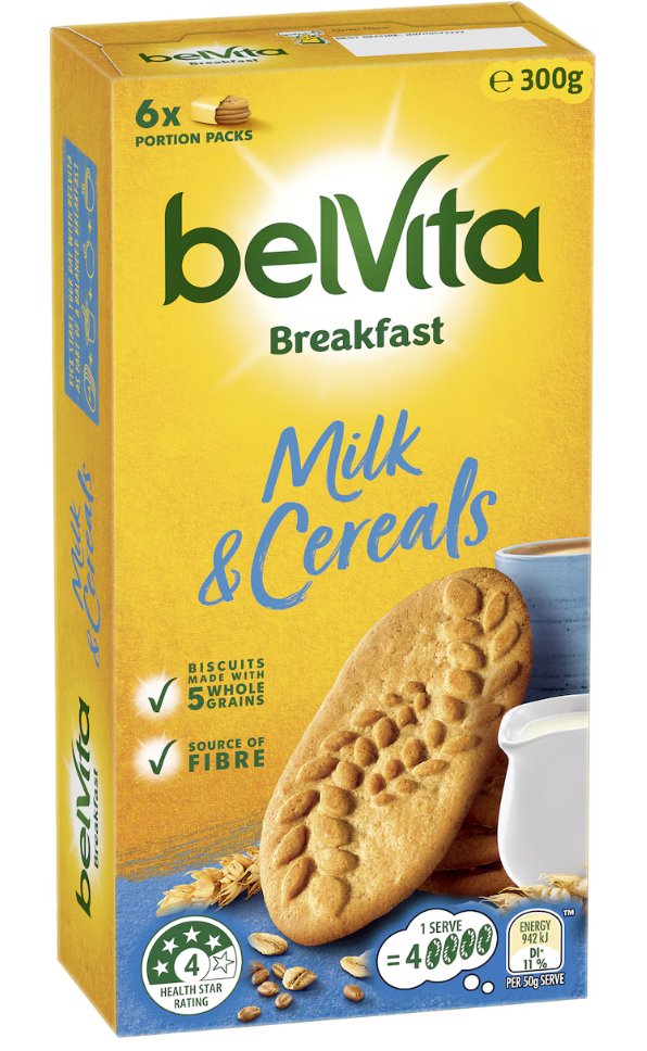 Kraft Belvita breakfast biscuits milk & cereal 300g x 10