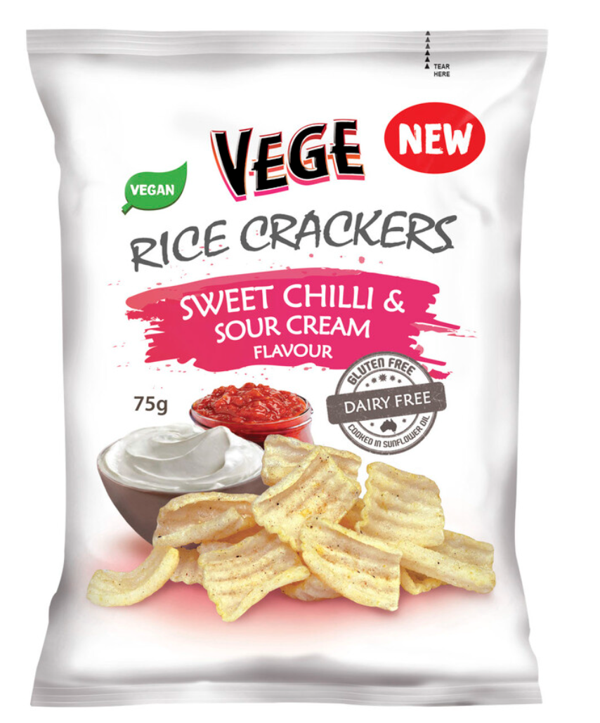 ajitas vege rice crackers sweet chilli & sour cream 5 x 75g