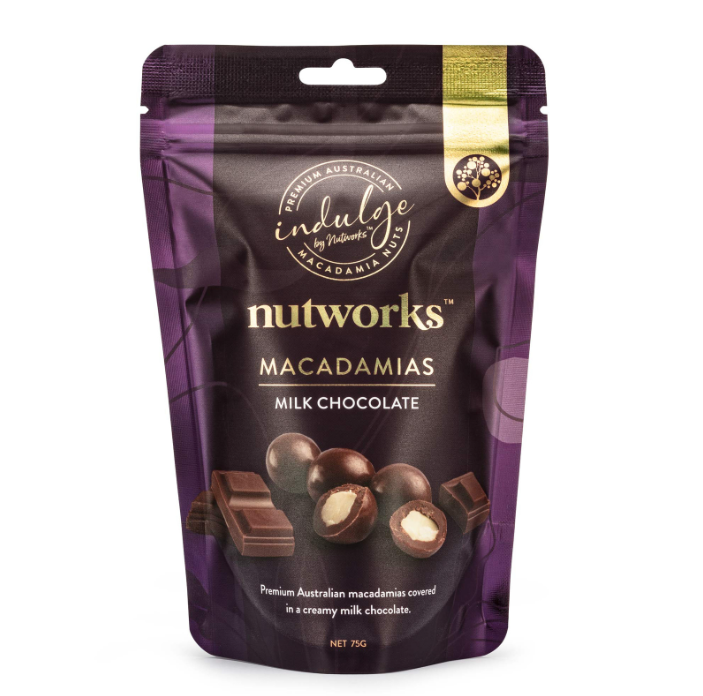 Nutworks Milk Choc Macadamias 75g