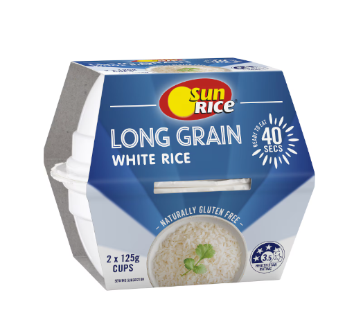 Sun Rice Long Grain White Rice Cups 2 x 125g