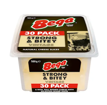 Bega Cheese Slices Strong & Bitey Vintage 500g