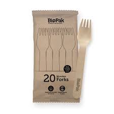 Biopak Fork Wooden 20pk