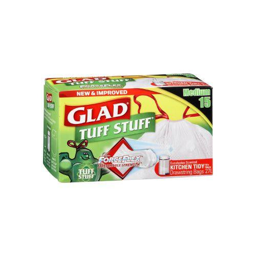 Glad Tuff Stuff Kitchen Tidy Drawstring 27L Medium 15 Pack