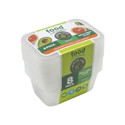 Lemon&Lime Disposable Food Containers Rectangle 300ml 8 pack