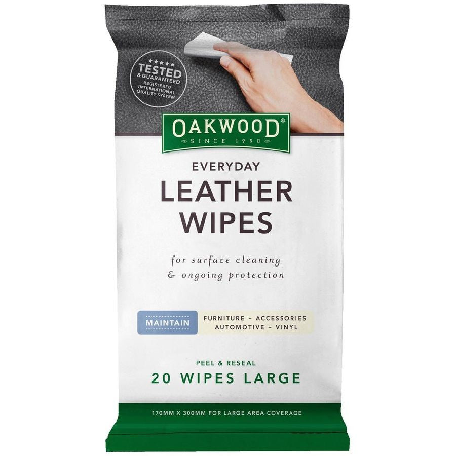 Oakwood Leather Wipes 170x300mm 20 Pack