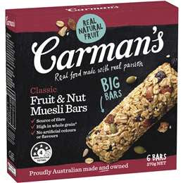 Carmans Muesli Bars Classic Fruit 270gm