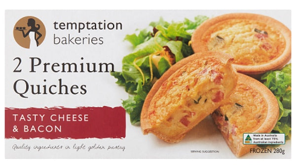 Temptation Premium Quiche Tasty Cheese & Bacon 2 pk  280g