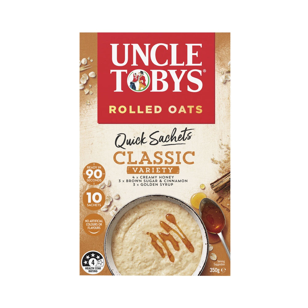 Uncle Tobys Oats Quick Sachets Classic Variety 10pk 350g