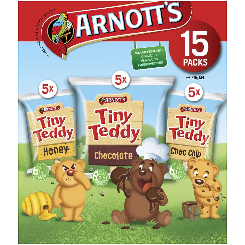 Arnotts Tiny Teddy Variety 15pk 375g