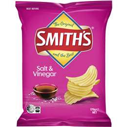 Smith's Crinkle Cut Potato Chips Salt & Vinegar 170g