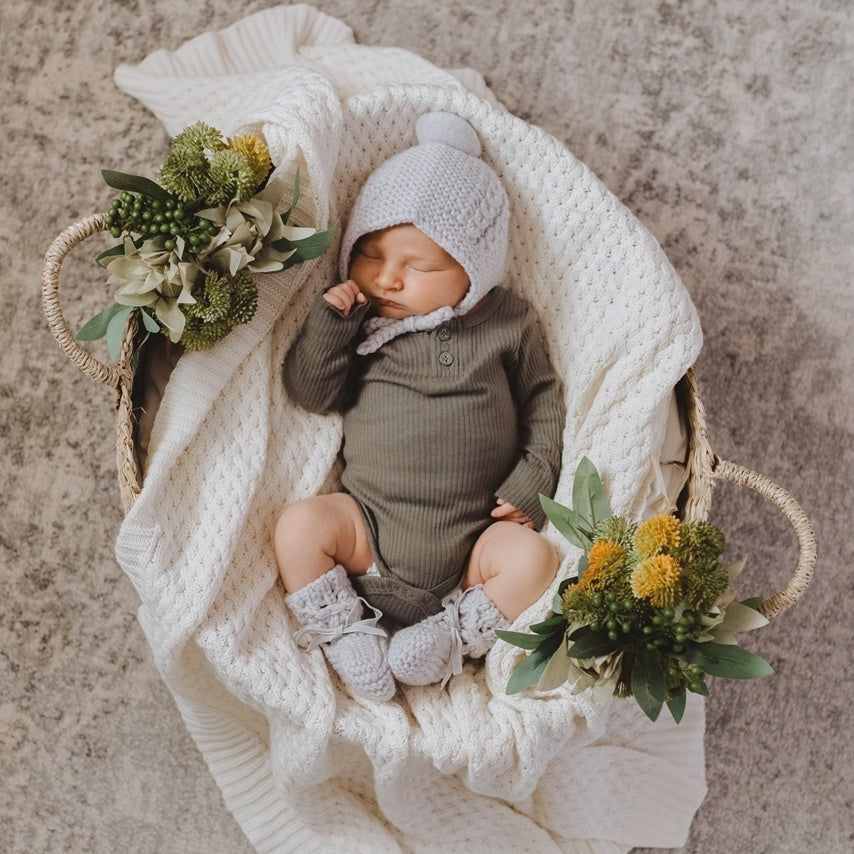 Merino Wool Bonnet & Booties