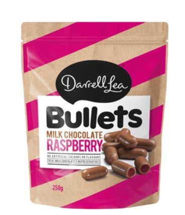 # Darrell Lea Bullets Raspberry Milk Chocolate 250g