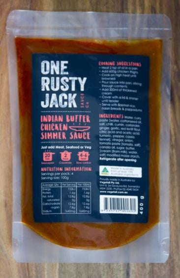 One Rusty Jack Indian Butter Chicken Simmer Sauce 400g