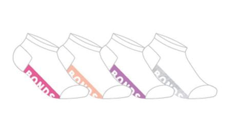 Bonds Girls Logo Low Cut - 4pk -Size 9-12