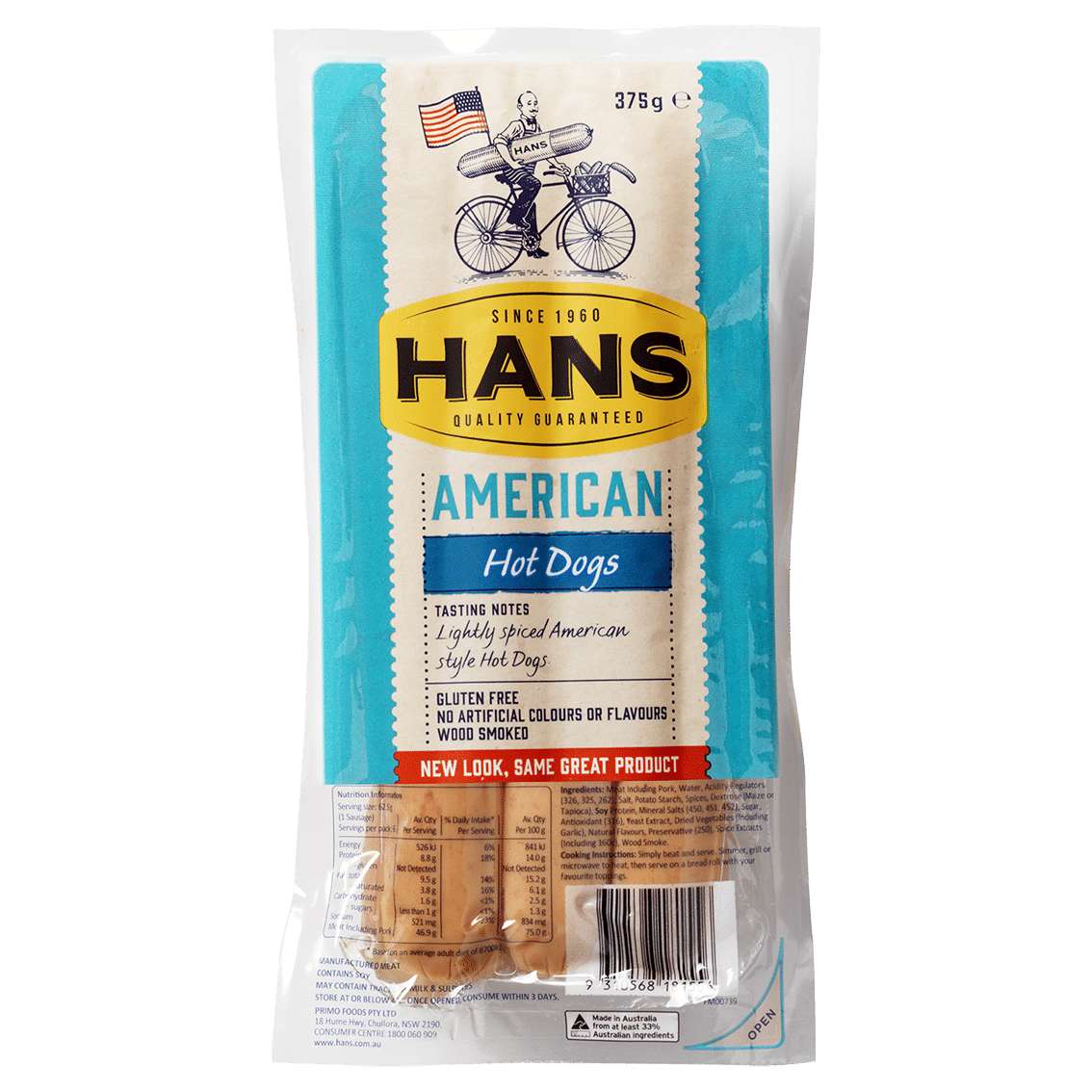 Hans American Hot Dogs 375g