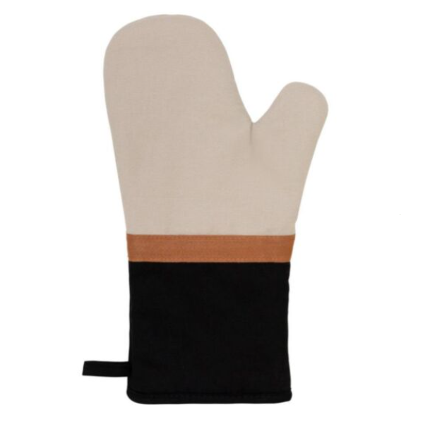 Selby Oven Mitt 34x15cm Sandstone & Black