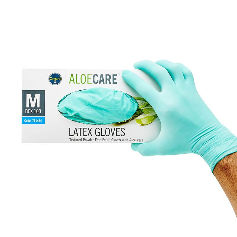 Ongard Aloecare Latex Gloves Medium 100s