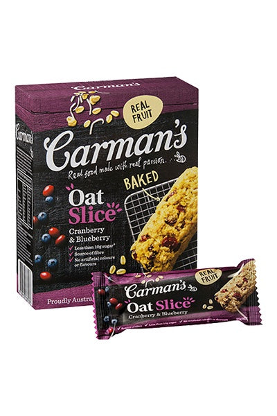 Carmans Cranberry and Blueberry Oat Slice 5pk