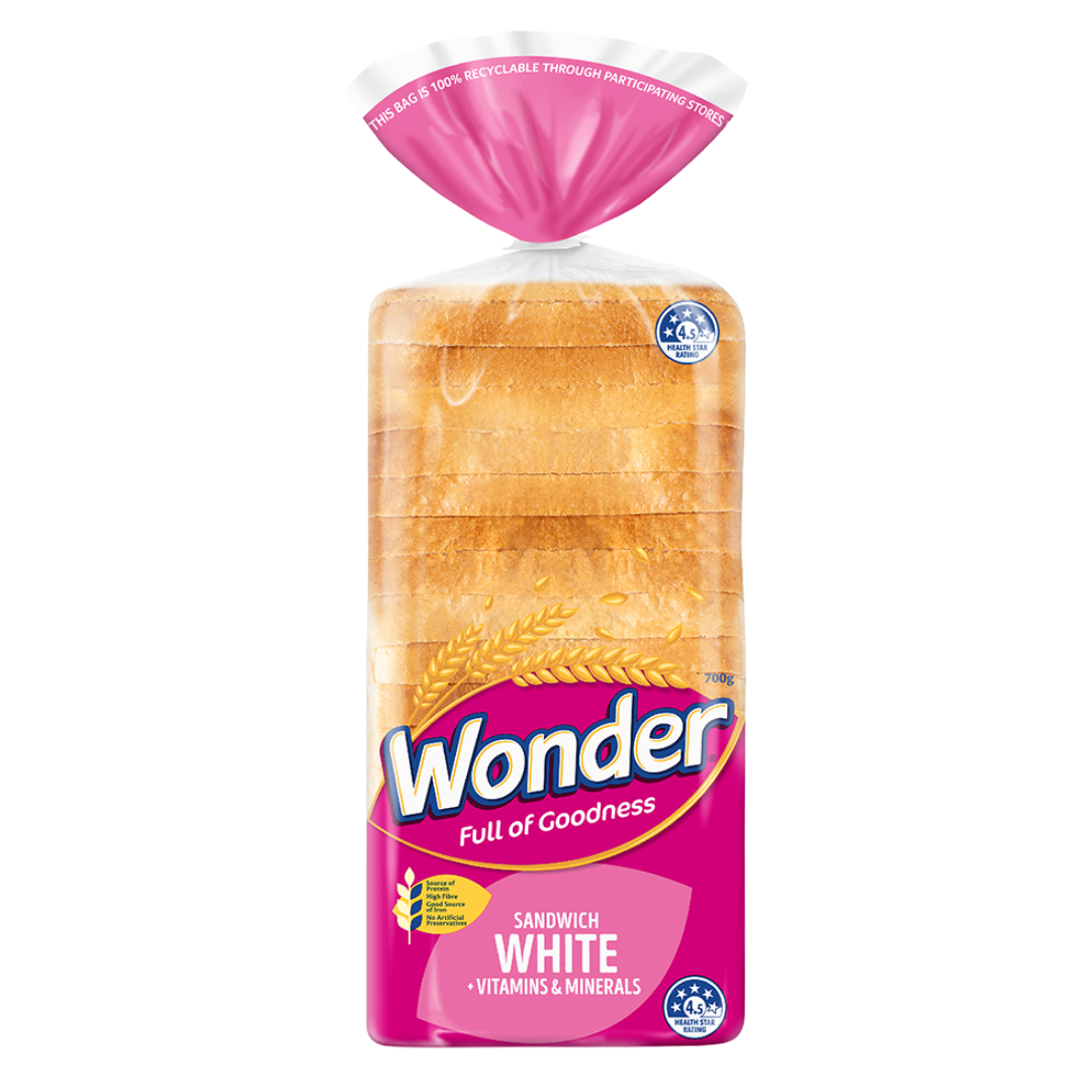 Wonder Sandwich White + Vitamins & Minerals Bread 700g