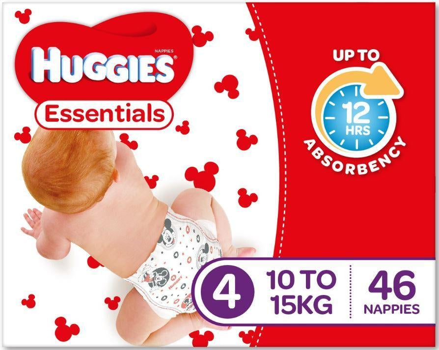 Huggies Essential Nappy Size 4 Toddler 10-15Kg 46/pack