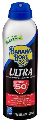 Banana Boat SPF50+ Clear Ultra Sunscreen Spray 175g