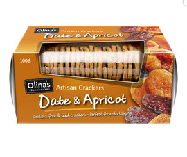 Olinas Artisan Crackers Date & Apricot 100g