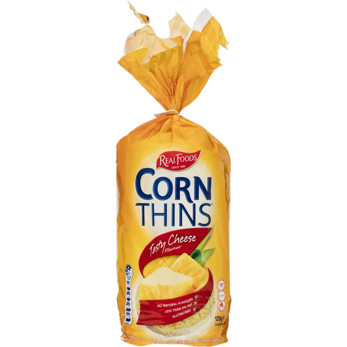 Real Foods Corn Thins Tasty Cheese 125g