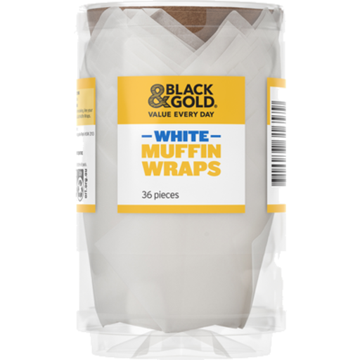 Black & Gold Muffin Wraps White 36pk