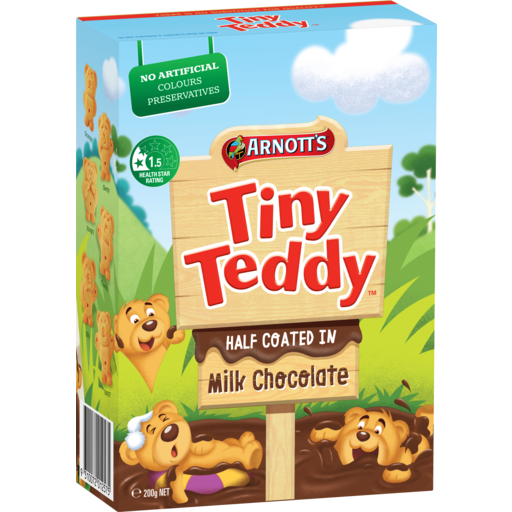 Arnott's Tiny Teddy Chocolate Half Coated in Chocolate 200g