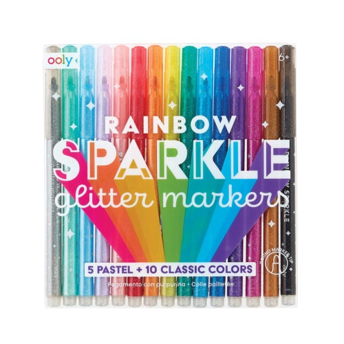 Rainbow sparkle glitter markers