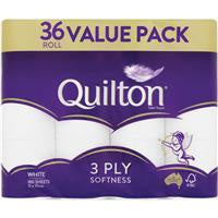 Quilton 3ply White Toilet Tissue 36pk